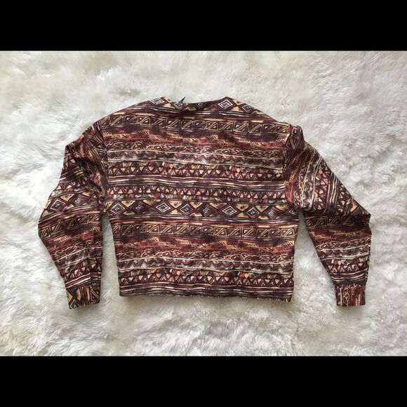 VTG Diane Gilman Silk Bomber Jacket Aztec Print,Western, Grunge Style,Medium - Picture 2 of 6